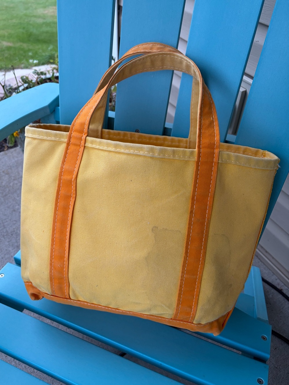 Vintage 90s llbean mango orange yellow canvas tote bag purse